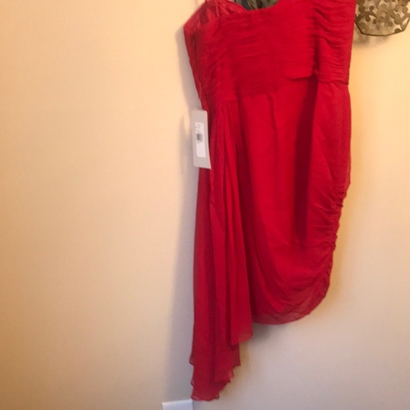 New Jill Stuart red silk chiffon asymmetrical dress 8 - Picture 7 of 8